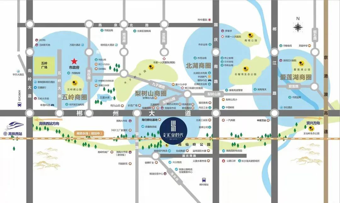 天盛汇金时代项目位于郴州市北湖区郴州大道1171号恒隆国际对面