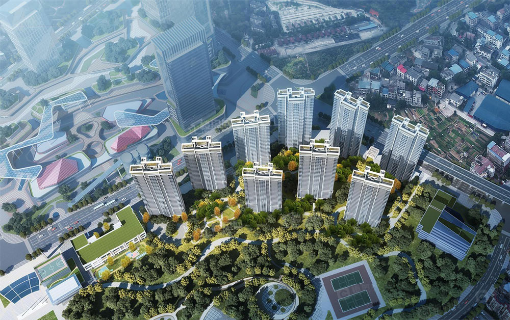 越秀星汇城项目位于郴州市北湖区同福路新一中旁